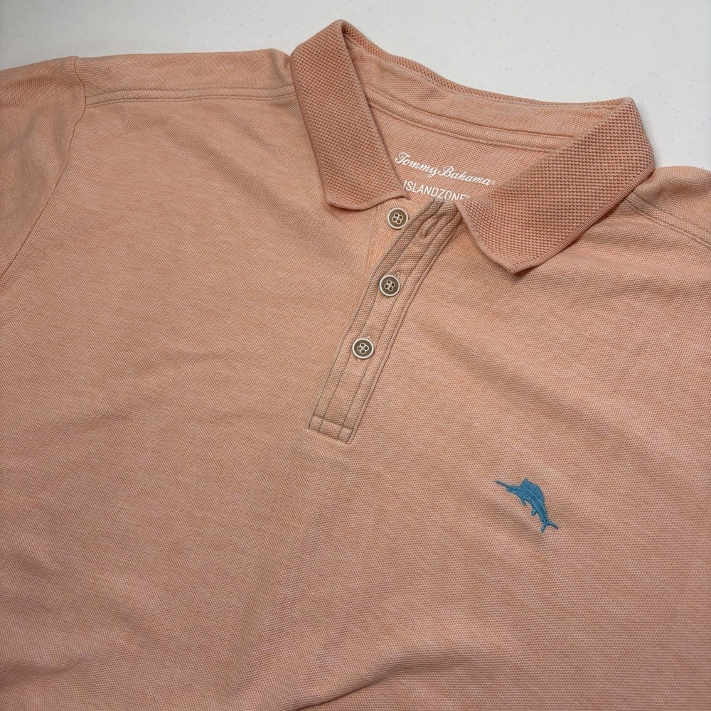Tommy Bahama Men Island Zone Supima Cotton Polo Shirt Size XL Peach Casual Beach